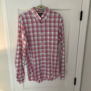 Bonobos Pink and White Plaid Casual Shirt